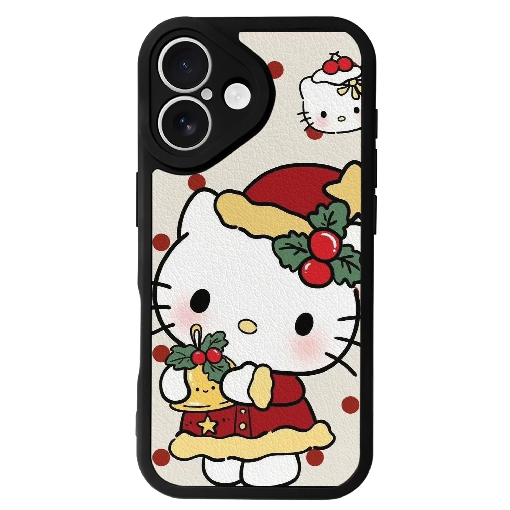 ハローキティ コラボ クリスマス特別限定 - IPhone 16シリーズ対応 ・ シリコンスマホケース ・ レザー調 ・ 高精度フィット ・ 耐衝撃 ・ ワイヤレス充電対応 ・ 精密カット